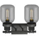 Somers 2 Light 14.75 inch Weathered Zinc Bath Vanity Light Wall Light in Plated Smoke Glass