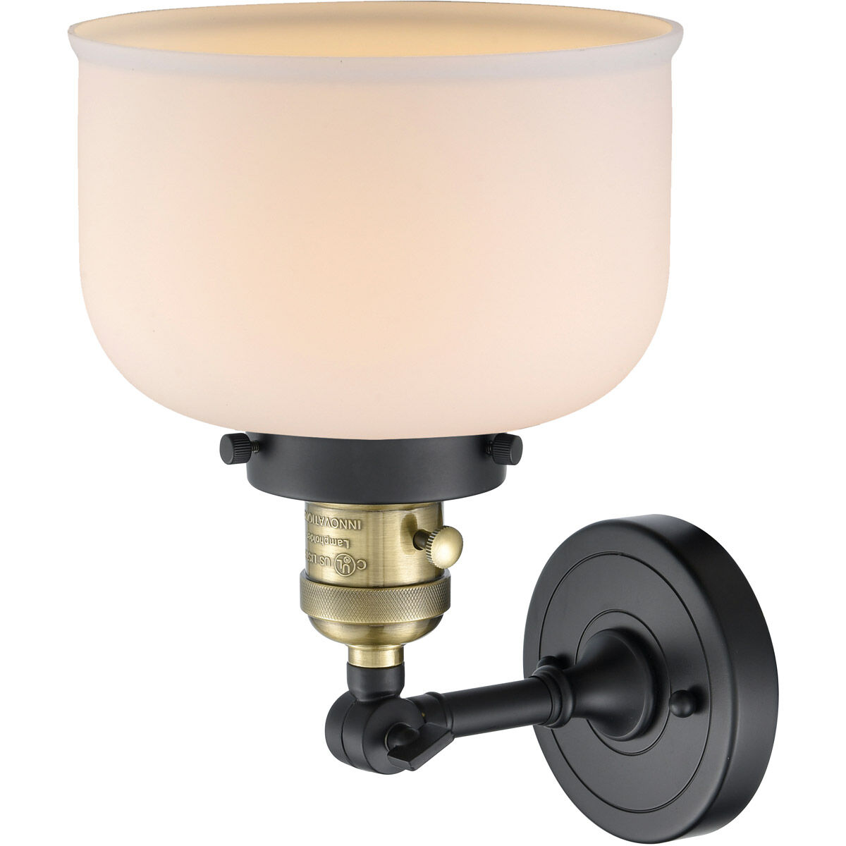 Franklin Restoration Large Bell LED 8 inch Black Antique Brass Sconce Wall Light, Franklin Restoration