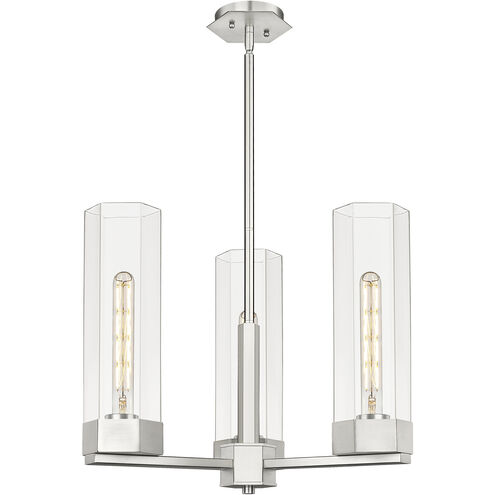 Claverack 3 Light 21.63 inch Satin Nickel Pendant Ceiling Light in Clear Glass