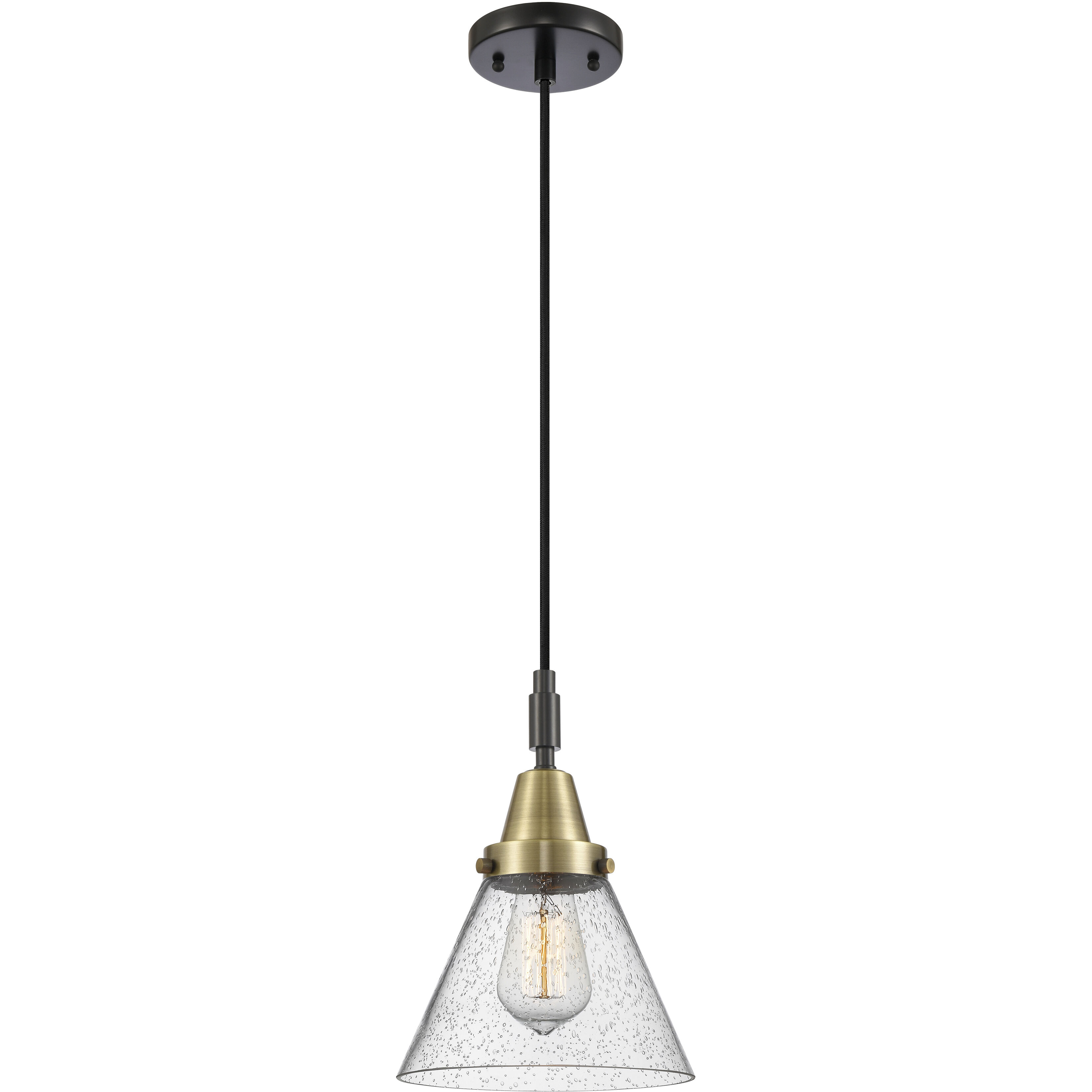 Downtown Urban Cone 1 Light 7.75 inch Black Antique Brass Mini Pendant Ceiling Light in Seedy