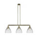 Franklin Restoration Seneca Falls 3 Light 39 inch Antique Brass Island Light Ceiling Light in Incandescent, Clear Halophane Glass, Franklin Restoration