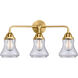 Nouveau 2 Bellmont 3 Light 24 inch Satin Gold Bath Vanity Light Wall Light in Clear Glass