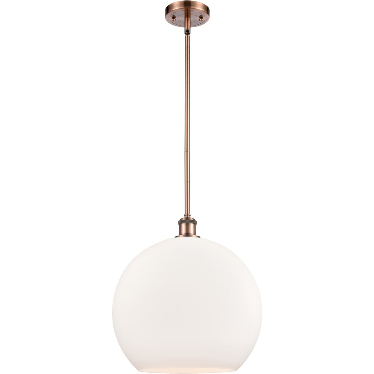 Ballston Athens 1 Light 14 inch Antique Copper Pendant Ceiling Light in Matte White Glass