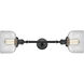 Franklin Restoration Large Bell 2 Light 8 inch Matte Black Bath Vanity Light Wall Light in Clear Glass, Franklin Restoration