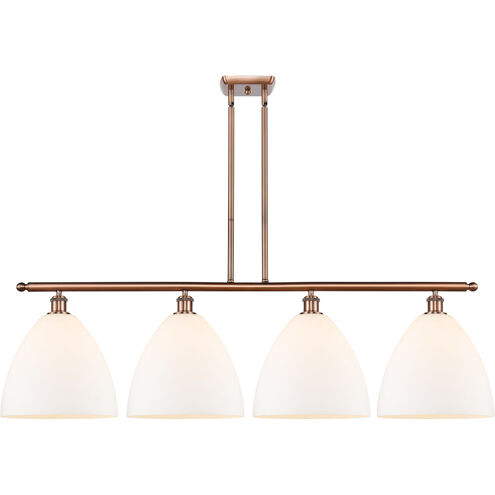 Ballston Ballston Dome 4 Light 50 inch Antique Copper Island Light Ceiling Light in Matte White Glass
