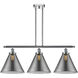 Ballston X-Large Cone 3 Light 36 inch Polished Chrome Island Light Ceiling Light in Plated Smoke Glass