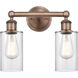 Clymer 2 Light 12.88 inch Antique Copper Bath Vanity Light Wall Light in Clear