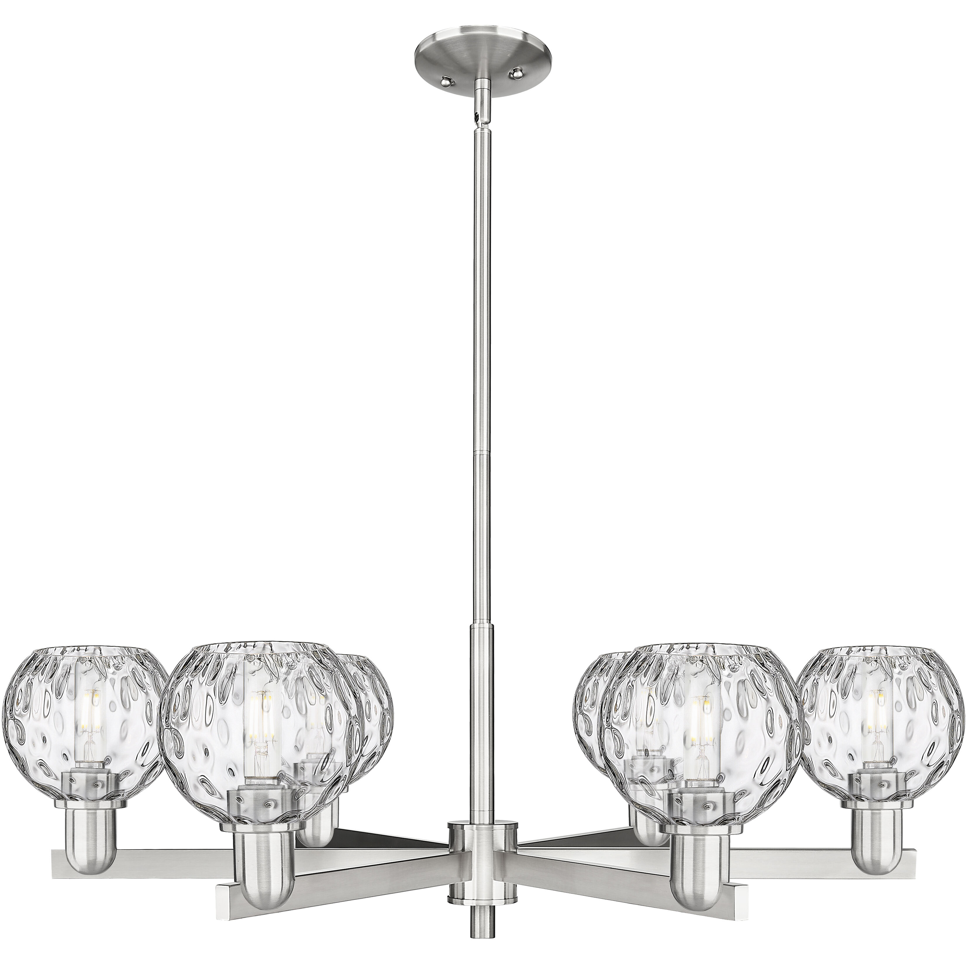 Arcadia Athens Water Glass 6 Light 35.75 inch Satin Nickel Chandelier Ceiling Light