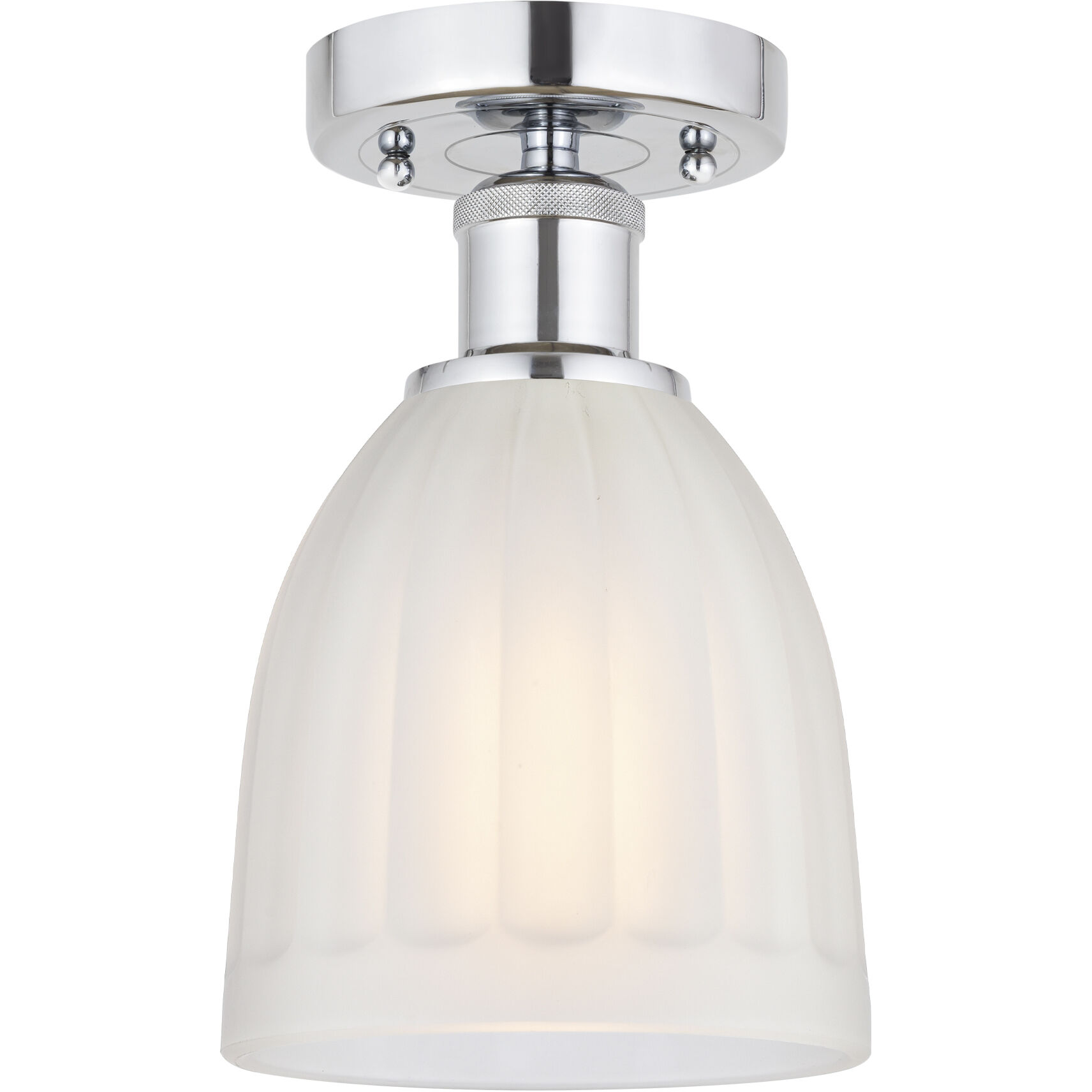 Edison Brookfield 1 Light 6 inch Polished Chrome Semi-Flush Mount Ceiling Light in White