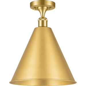 Ballston Cone LED 16 inch Satin Gold Semi-Flush Mount Ceiling Light