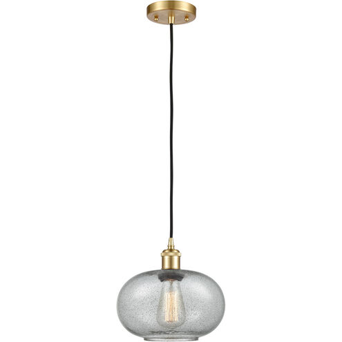 Ballston Gorham 1 Light 9.5 inch Satin Gold Mini Pendant Ceiling Light in Charcoal Glass, Black Textured, Ballston