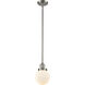 Franklin Restoration Beacon 1 Light 6 inch Brushed Satin Nickel Mini Pendant Ceiling Light in Matte White Glass, Franklin Restoration