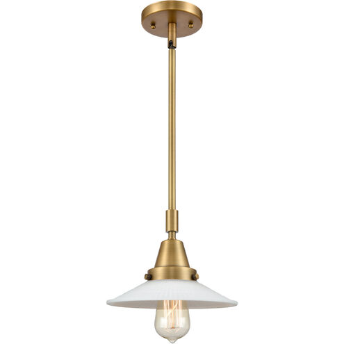 Franklin Restoration Halophane 1 Light 9 inch Brushed Brass Mini Pendant Ceiling Light in Matte White Halophane Glass