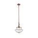 Franklin Restoration Large Oxford LED 12 inch Antique Copper Mini Pendant Ceiling Light in Seedy Glass, Franklin Restoration