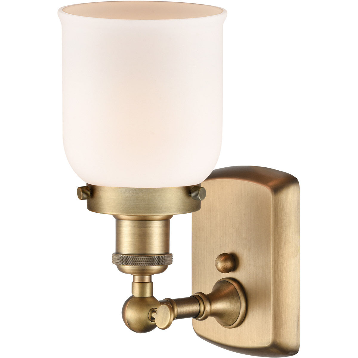 Ballston Small Bell LED 5 inch Brushed Brass Sconce Wall Light in Matte White Glass