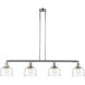 Franklin Restoration Bell 4 Light 52.63 inch Polished Chrome Island Light Ceiling Light in Clear Deco Swirl Glass