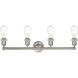Edison Fenton 4 Light 33.5 inch Brushed Satin Nickel Bath Vanity Light Wall Light in Matte White Glass