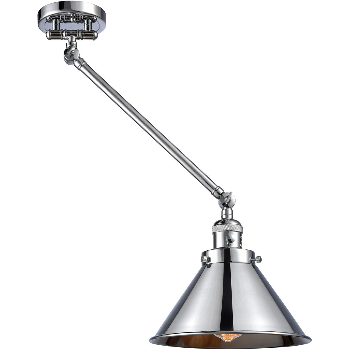 Briarcliff 21 inch 60.00 watt Polished Chrome Swing Arm Wall Light, Franklin Restoration