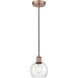 Edison Athens LED 6 inch Antique Copper Mini Pendant Ceiling Light in Seedy Glass