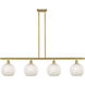 Ballston White Mouchette 4 Light 48 inch Satin Gold Stem Hung Island Light Ceiling Light