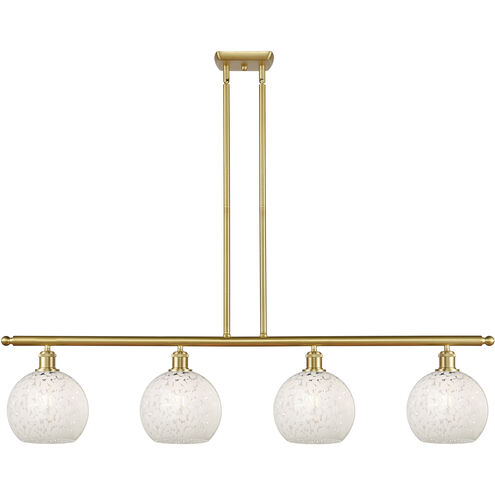 Ballston White Mouchette 4 Light 48 inch Satin Gold Stem Hung Island Light Ceiling Light