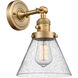 Franklin Restoration Large Cone 1 Light 8 inch Brushed Brass Sconce Wall Light in Seedy Glass, Franklin Restoration