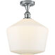 Edison Cindyrella 1 Light 12 inch Polished Chrome Semi-Flush Mount Ceiling Light in Cased Matte White Glass