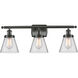 Ballston Small Cone 3 Light 26 inch Oil Rubbed Bronze Bath Vanity Light Wall Light in Clear Glass, Ballston