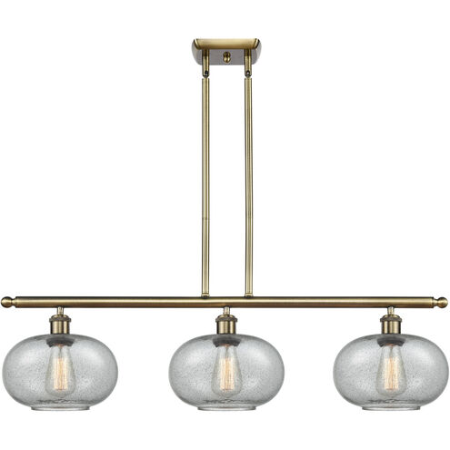 Ballston Gorham LED 36 inch Antique Brass Island Light Ceiling Light in Charcoal Glass, Ballston