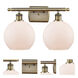 Ballston Athens 2 Light 16 inch Antique Brass Bath Vanity Light Wall Light in Incandescent, Matte White Glass, Ballston 