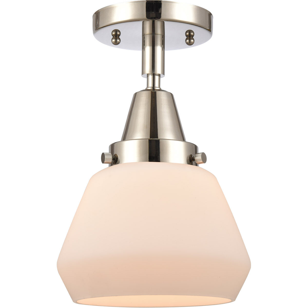 Franklin Restoration Fulton 1 Light 7 inch Polished Nickel Flush Mount Ceiling Light in Matte White Glass