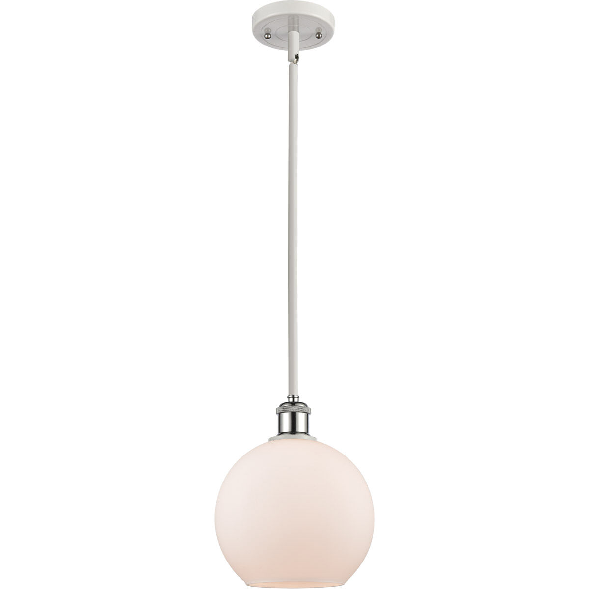 Ballston Athens LED 8 inch White and Polished Chrome Pendant Ceiling Light in Matte White Glass, Ballston