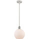 Ballston Athens LED 8 inch White and Polished Chrome Pendant Ceiling Light in Matte White Glass, Ballston
