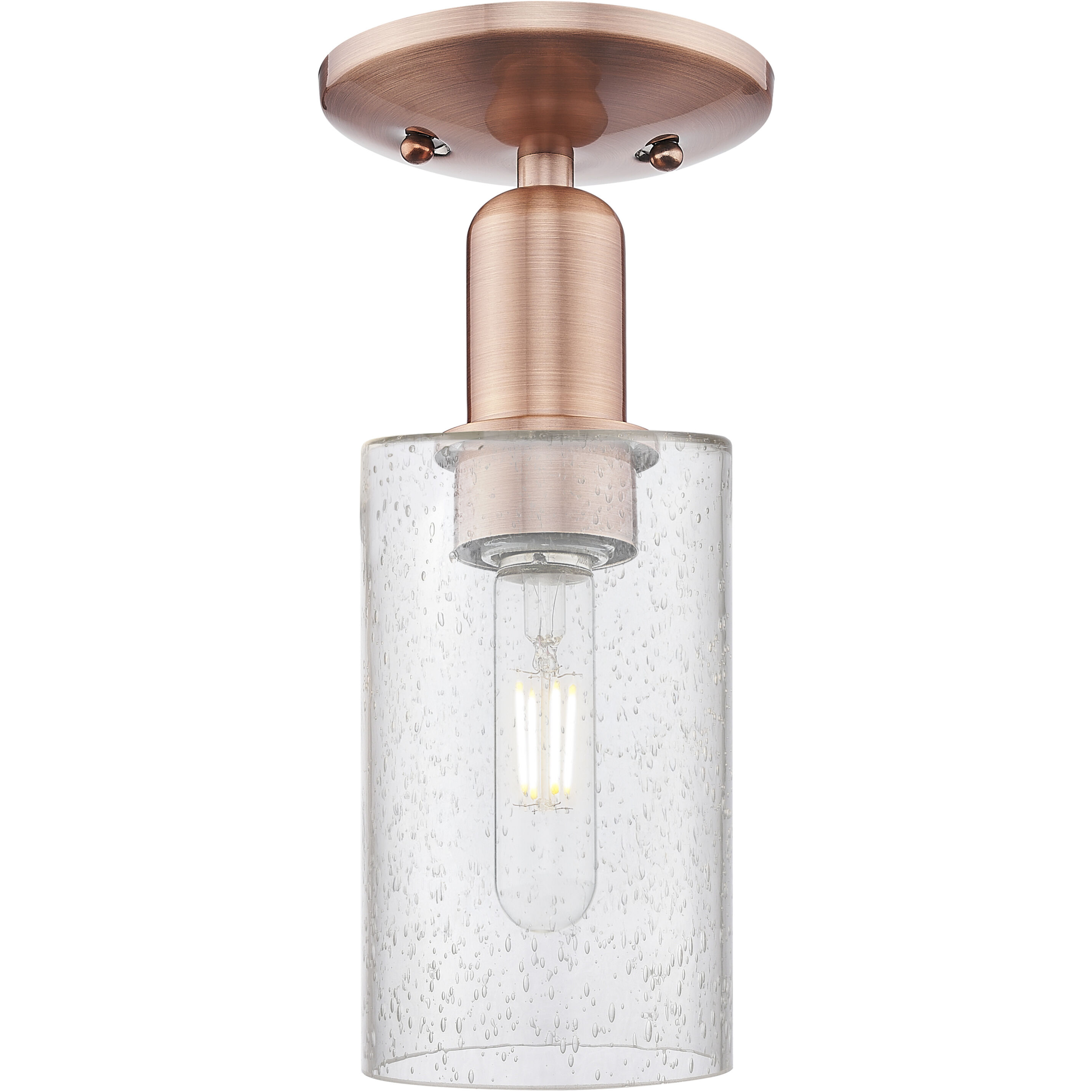 Arcadia Clymer 1 Light 4.88 inch Antique Copper Semi-Flush Mount Ceiling Light in Seedy