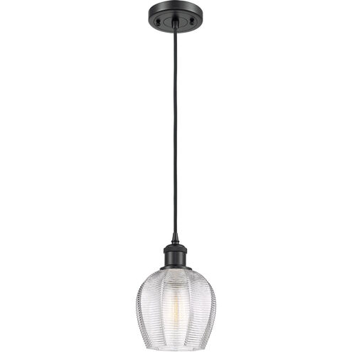 Ballston Norfolk LED 6 inch Matte Black Mini Pendant Ceiling Light in Clear Glass