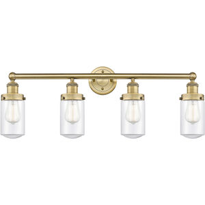 Dover 4 Light 33.5 inch Brushed Brass Bath Vanity Light Wall Light in Clear Glass