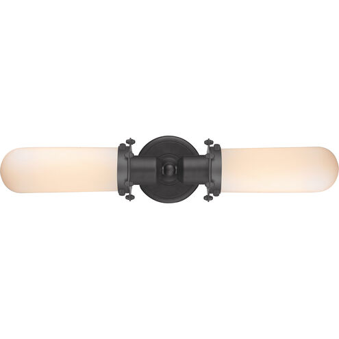 Austere Centri LED 22 inch Matte Black Bath Vanity Light Wall Light in Matte White Glass, Austere