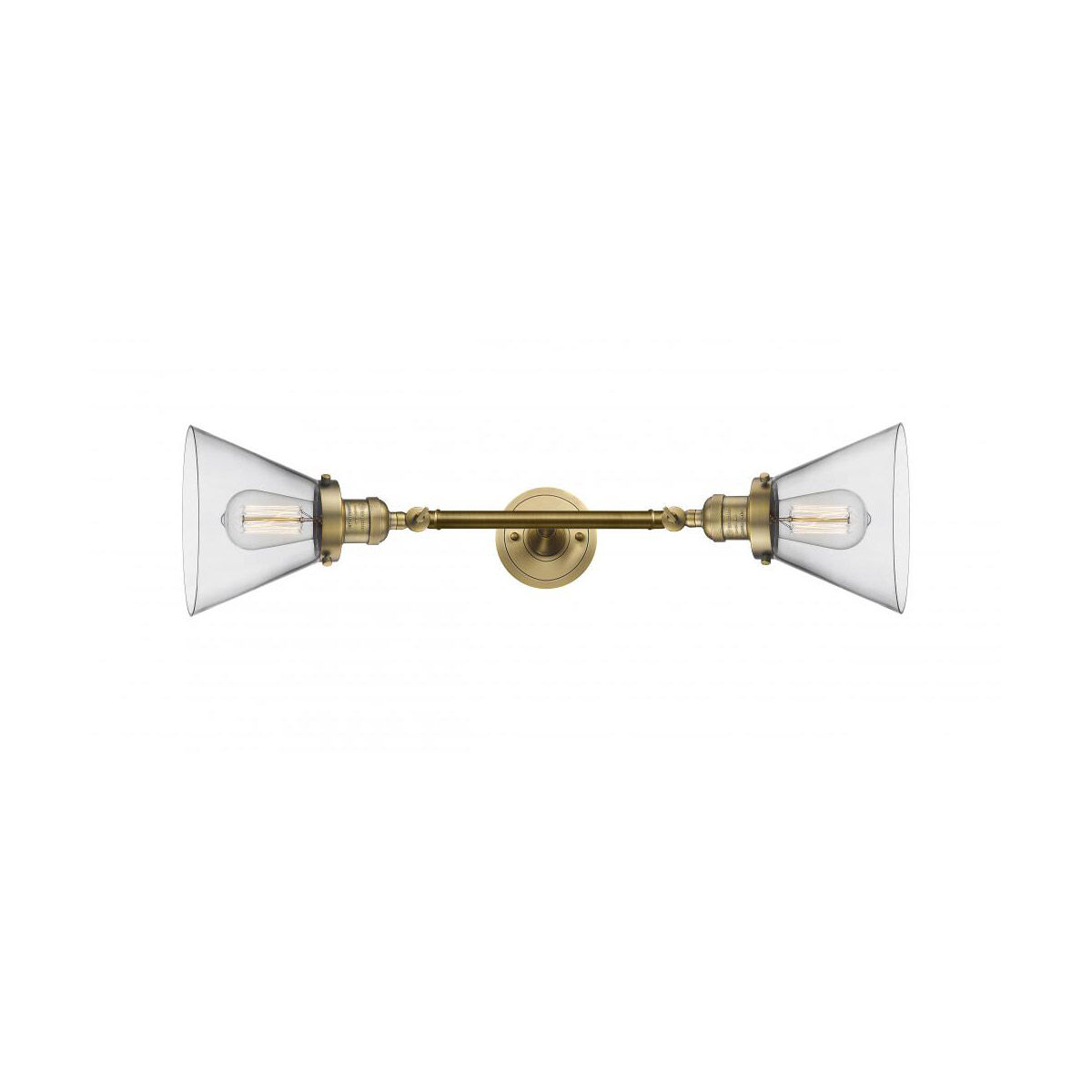 Franklin Restoration Large Cone LED 8 inch Brushed Brass Bath Vanity Light Wall Light in Clear Glass, Franklin Restoration