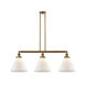 Franklin Restoration X-Large Cone 3 Light 44 inch Brushed Brass Island Light Ceiling Light in Matte White Glass, Franklin Restoration