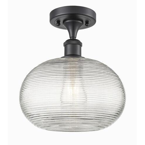 Ballston Ithaca 1 Light 10 inch Matte Black Semi-Flush Mount Ceiling Light