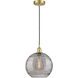 Edison Athens Deco Swirl 1 Light 12 inch Satin Gold Cord Hung Mini Pendant Ceiling Light