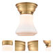 Aditi Bellmont LED 6 inch Brushed Brass Flush Mount Ceiling Light in Matte White Glass, Aditi