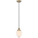 Bullet 1 Light 7 inch Antique Brass Mini Pendant Ceiling Light in Matte White Glass