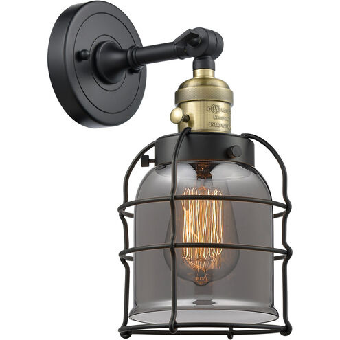 Franklin Restoration Small Bell Cage LED 6 inch Black Antique Brass Sconce Wall Light, Franklin Restoration