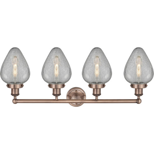 Geneseo 4 Light 33 inch Antique Copper and Clear Crackle Bath Vanity Light Wall Light