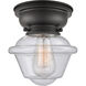 Aditi Small Oxford 1 Light 8 inch Matte Black Flush Mount Ceiling Light in Seedy Glass, Aditi