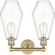 Cindyrella 2 Light 16 inch Brushed Brass and Clear Bath Vanity Light Wall Light