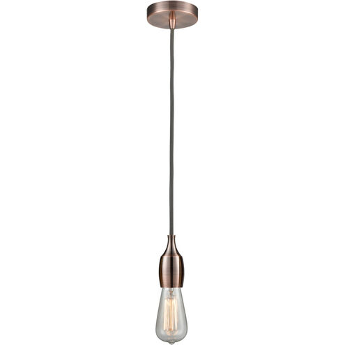 Chelsea Bare Bulb 1 Light 2 inch Antique Copper Mini Pendant Ceiling Light in Gray, Chelsea
