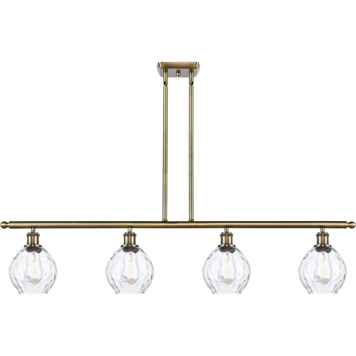 Ballston Small Waverly 4 Light 48 inch Antique Brass Island Light Ceiling Light, Ballston