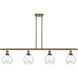 Ballston Small Waverly 4 Light 48 inch Antique Brass Island Light Ceiling Light, Ballston